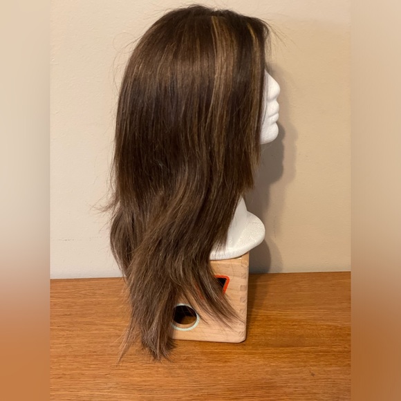 Human Hair Lace Front Part Wig Wig - Brown Brunette w/ Blonde Highlights - Picture 2 of 14